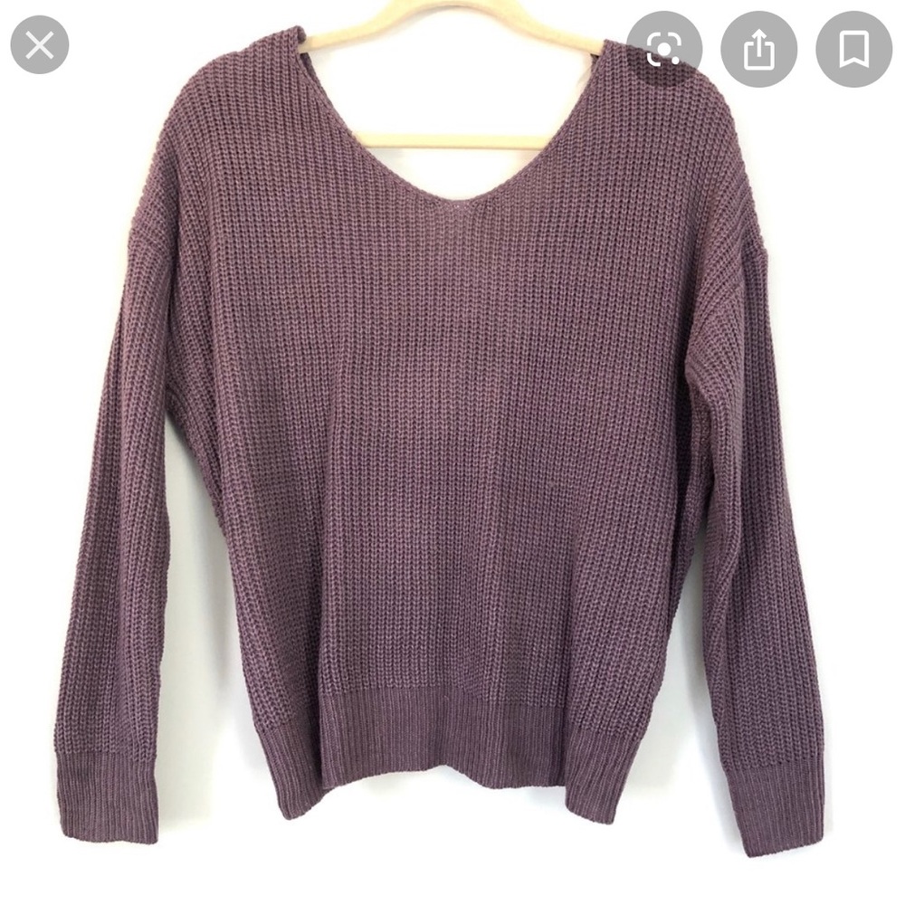 Pink Lily Purple Twist Back Sweater